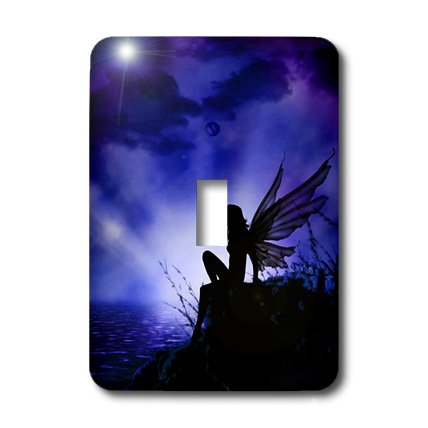 Interrupteur fée silhouette ciel violet 3dRose bouton bascule simple