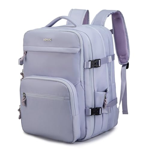 Kinmac Extra Large Travel Backpack,360° Cushioned Laptop Backpack with USB Charging Port For 15.6 inch to 17 inch Laptop (Purple)