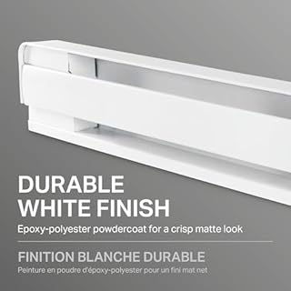 Stelpro B03029W Baseboard Heater 300W, 22" x 5 3/4", 240 volts, BRAVA Series - Electric Baseboard with Rounded Corners, White