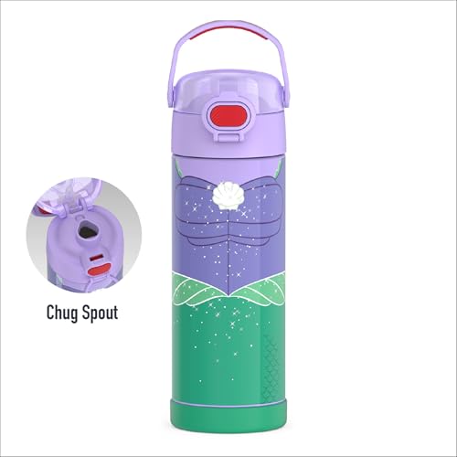 Image of THERMOS FUNTAINER 16 Ounce Stainless Steel Vacuum Insulated Bottle with Wide Spout Lid, Princess Ariel