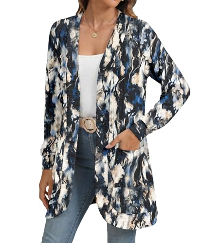 Image of YSYOKOW Cardigan Sweaters for Women Long Sleeve Open Front with Pockets | Long Cardigans for Women Lightweight Soft Casual Dressy Loose Fit Cardigan Sweater with Pockets for Work and Office