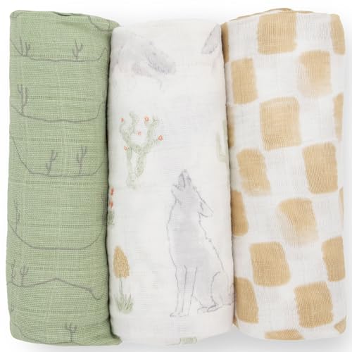 Image of Little Unicorn Muslin Swaddle Blanket for Newborns & Infants | Soft & Breathable Fabric | Set of 3 Baby Blankets for Swaddling, Nursing, Shower Gifts (Desert Night)