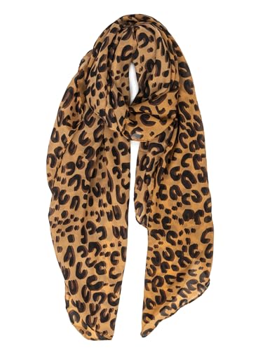 Womens Lightweight Leopard Print Scarf - Silky Head Scarf Hair Neck scarves Chiffon Shawl Wrap Large Bandana for Women