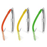 Fishing Jigs Saltwater Lures, 3pcs Diamond Jigs Striped Bass Jigging Spoons with Tube Lure Hooks Deep Sea Offshore Surf Fishing Heavy Metal Jig 1oz-4oz