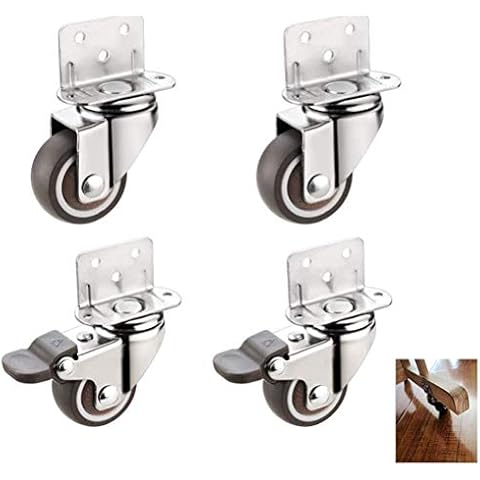 Takeashi 4x Swivel Castors, Transport Casters,furniture Castors With Brakes, Small Caster Wheels, L-mounting Plate, 1/1.25/1.5/2 In, Suitable For Flower Stands, Cribs Cover