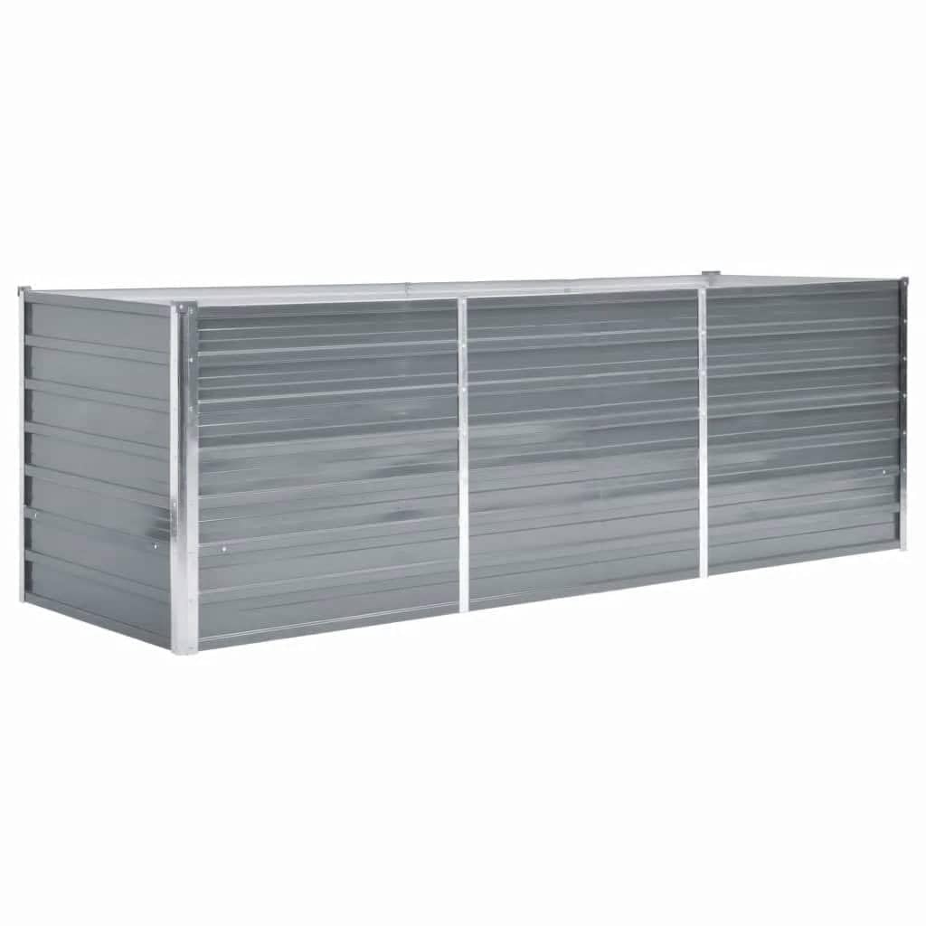 vidaXL Lit Surélevé Acier Galvanisé 240x80x77 cm Gris Jardinière Pot de Fleurs