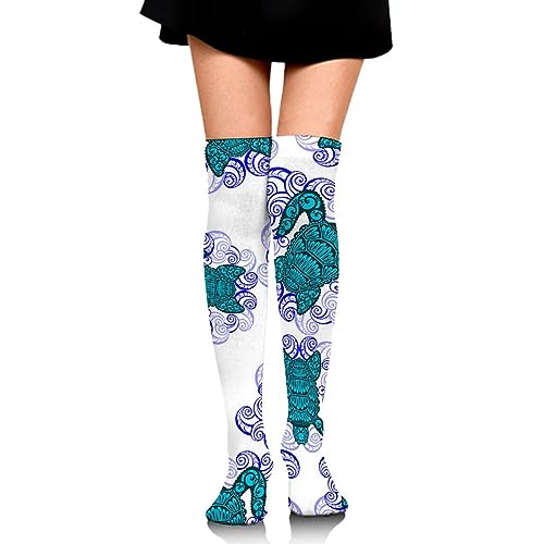 Women Girls Compression Knee High Socks Cute Pattern Long Boot Socks Calf Crew Socks