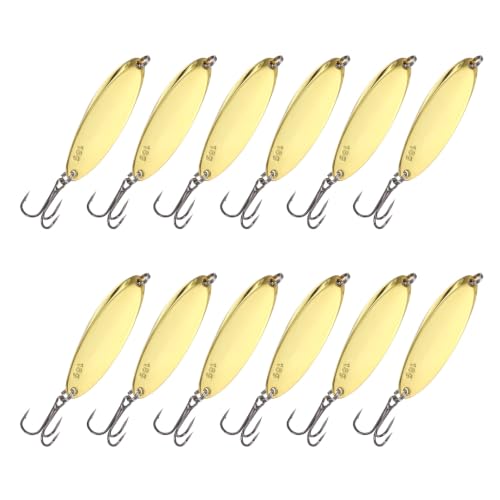 YELARXI Cuillers de peche, appats metalliques dores eau salee, 3/5oz, 10 pieces