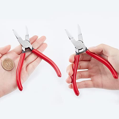 SUNNYCLUE 5.59Inch Rubber Flat Nose pliers Double Nylon Jaw Mini Precision Pliers Wire Beading Jewellery Tools for DIY Jewelry Making Repair Hobby Projects Crafts, Red