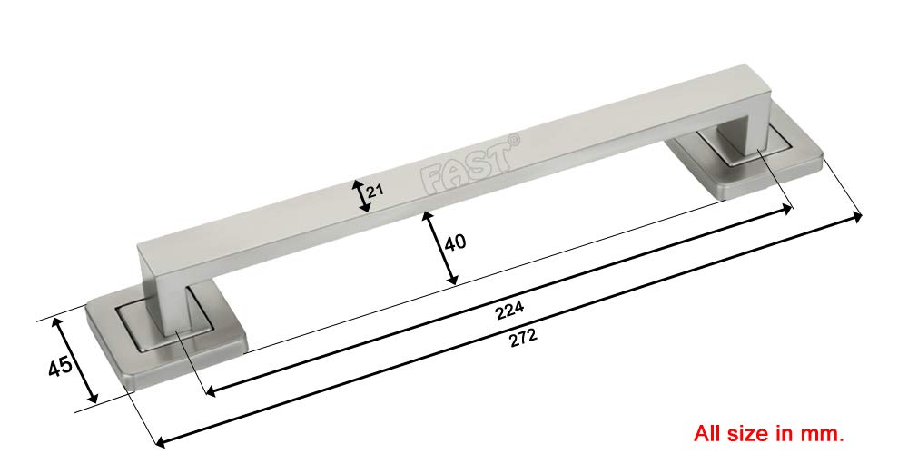 FAST DH105S SS Matte Stainless Steel Main Door Handle for Open & Close Home, Office Pull Doors 1pcs. (Silver, 12 inch) 1