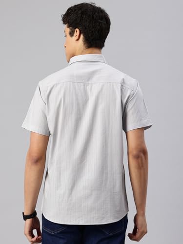 Image of Majestic Man Men's Pure Cotton Dobby Weave Checks Slim Fit Half Sleeve Casual Shirt