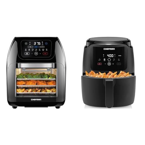 CHEFMAN Multifunctional Digital Air Fryer+ Rotisserie, Dehydrator, Convection Oven, 17 Touch Screen & Digital Air Fryer, Large 5 Qt Family Size, One Touch Digital Control Presets,
