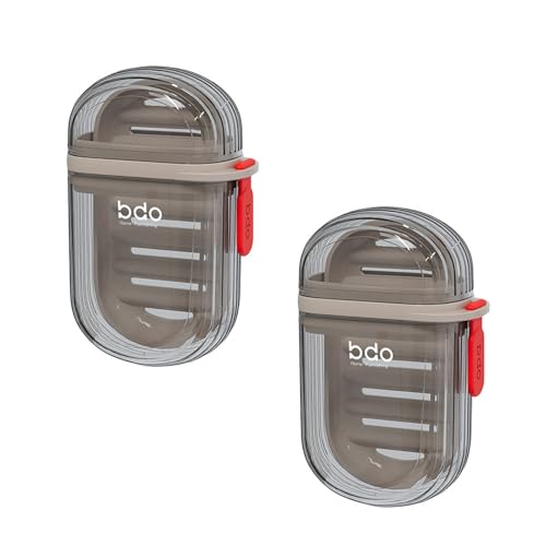 Culinavog 2 Pezzi Porta Sapone da Viaggio, Porta Saponetta con Strato Drenante e Coperchio, Portasapone Impermeabile e a Tenuta Stagna, Portasaponetta per Bagno, Campeggio, Scuola - Nero con Marrone