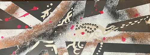 Tableau d'art urbain abstrait contemporain peinture à la main graffiti noir marron rose