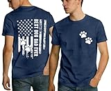Oxryal Men Dog Dad Shirt Best Dog Dad Ever T-Shirts Dog Lover Tee Paw Print Tops Blue