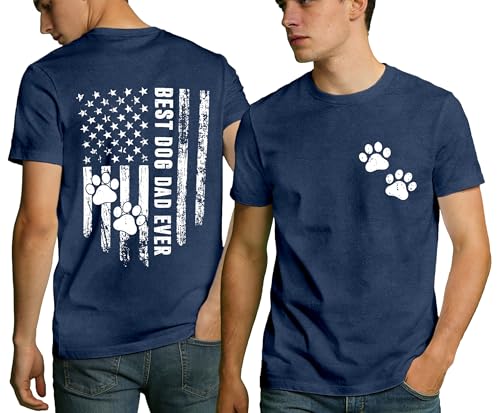 Oxryal Dog Shirt for Men Best Dog Dad Ever T-Shirts American Flag Classic DogLover Paw Tee Tops