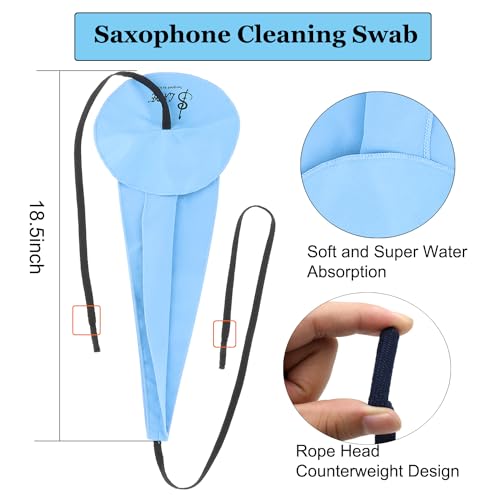 image for Fiozinx Saxophone Cleaning Cloth Kit, 4 in 1 Saxophone Cleaning Swab K