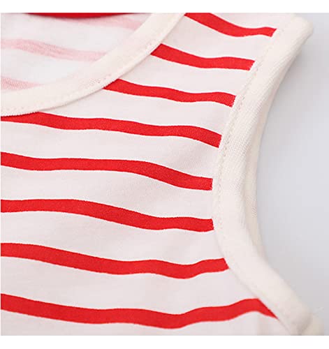 Geeda Girl Cotton Casual Slip Dress Summer Cute Cartoon Stripe Sloth Pattern Dress Flower Colorful Cotton Dress Knee (1369 4T) #TOP2