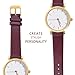 WOCCI 16mm Lug Width, Elegant Watch Band, Genuine Leather Replacement Strap with Gold Buckle (Dark Plum)