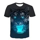 MAYOGO 3D Druck Tshirt Herren Tier Kurzarm 3D Print Bunt T-Shirts Oberteile Frühling Sommer Männer Lässige Mode Round Hals Hemden Tops