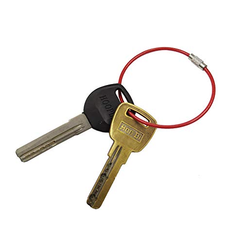 Key Ring 6.8" Stainless Steel Wire Twist Lock Heavy Duty Car Keychains,2Mm Id Tag Keepers Cable,Luggage Tag Loops(Red-12-Ring) By H-Laner #TOP4