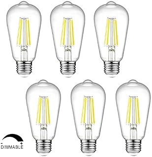 Dimmable Ascher Vintage LED Edison Bulbs, 6W, Equivalent 60W, Bright Daylight White 4000K