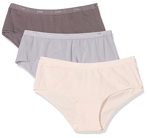 DIM Women's Boxer Set of 3 | Les Pockets Ecodim Soft Touch | Cotton Stretch | Extra Flat Finishes | Everyday Comfort | Multicoloured Taupe/Pink/Grey M