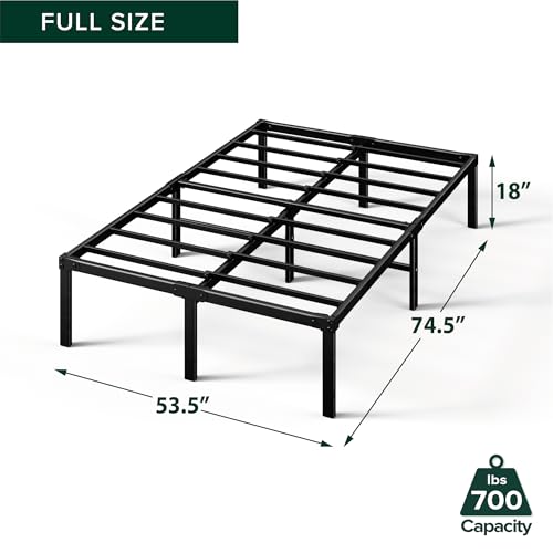 Image of ZINUS Yelena 18 Inch Metal Platform Bed Frame, Steel Slat Support, No Box Spring Needed, Eco Friendly WonderBox(TM) Packaging, Easy Assembly, Black, Full