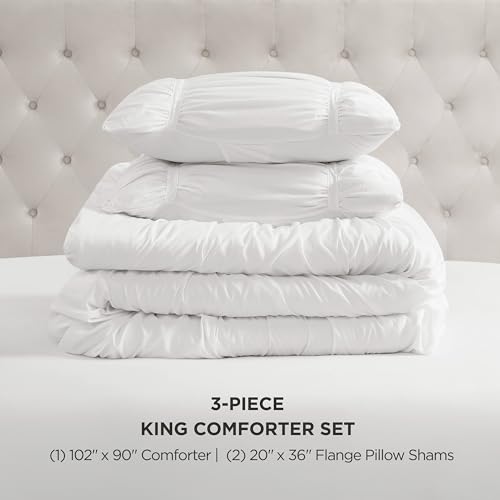 Image of Juicy Couture Ribbon Ruched 3 Piece King Comforter Set, White Bedding Ensemble