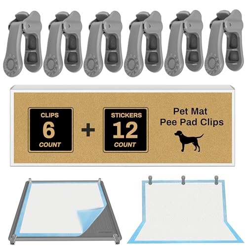 AUFORPET Lockable Wall Pet Pee Pad Clips, with Adhesive Tape, for Indoor Wall Dog Pads Secured, Enhanced Thick Clamps for Silicone Puppy Pad Holder Tary Secured, Tight Strong-(Grey)