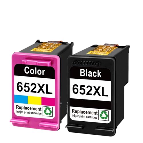 BEIBEINOYA Cartucho De Tinta 652 XL 652XL Negro Remanufacturado Compatible con DeskJet Ink Advantage 2135 1118(Hp652xl 1bk 1c)
