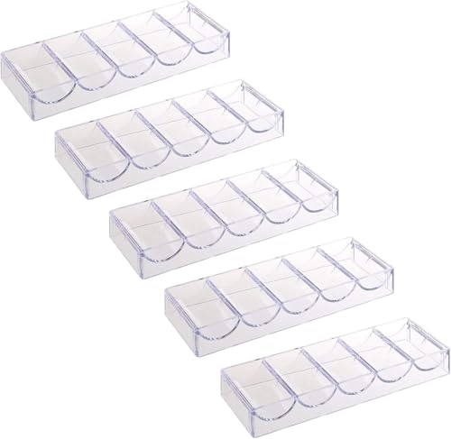 Generico 5 Stück Acryl Poker Chips Tablett 100 Chips Storage Case Chips Rack Casino Casino Spiel 20.5 x 7.8 x 2.8 cm ohne Abdeckung