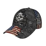 THE PIRATE KING Anime Pirate Captain Baseball Cap Skull Print Hat Halloween Baseball Cap Adjustable for Men and Women Grey