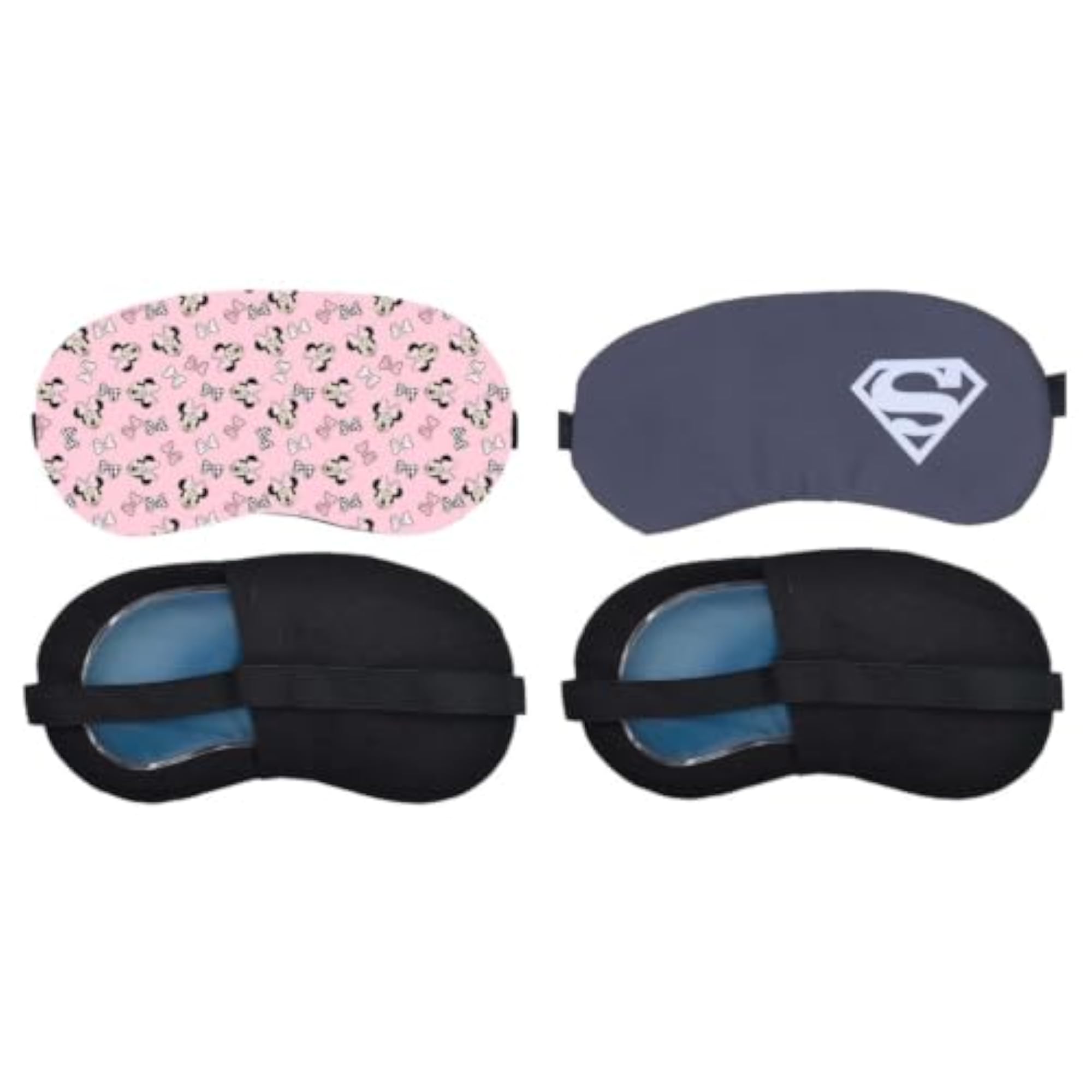 Pack of 2 Soft Blindfold Sleeping Masks for Travel, Adjustable Fit