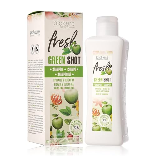 SALERM - Champú sin Sulfatos ni Parabenos - Green Shot Biokera Fresh - 300 ml - Limpia e Hidrata en Profundidad - Protege el Cabello y Cuero Cabelludo Frente a Agentes Externos