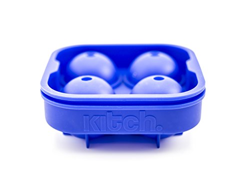Kitch Ice Ball Maker Mold - Flexible Silicone Ice Tray - Molds 4 X 4.5Cm Round Ice Ball Spheres - Cobalt Blue #TOP1