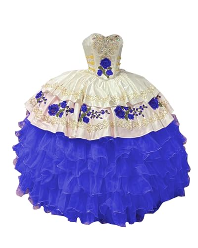 Strapless Satin Ball Gown Lilac Floral Flowers Mexican Quinceanera Prom Dresses Charro 2025 Ruffles Corset