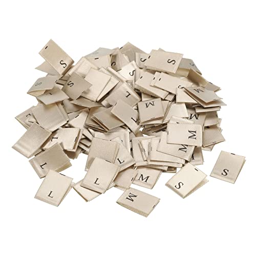 PATIKIL Clothing Size Labels, XS/S/M/L/XL Sizes Woven Sewing Clothes Label Gold Tone for Clothes Garment Pack of 250