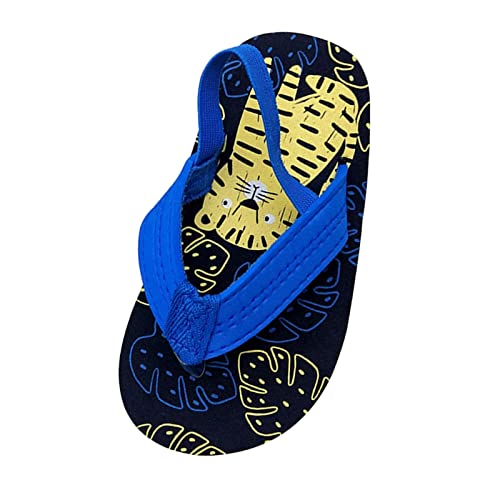 Kids Toddler Summer Girls Beach Flops Eva Strap with Adjustable & Flip Boys Shoes Girls Gold (Dark Blue, 3-4Years)4