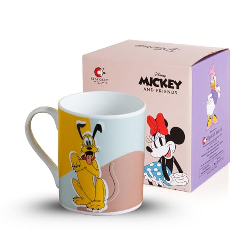Image of Clay Craft - Official Disney Mugs : Pluto Print, Fine Ceramic Coffee Mug, 360 Ml |Cartoon Character Gift Mug for Kids & Adults | Microwave & Dishwasher Safe