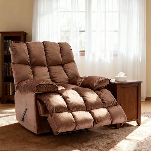 Chizzyseat Manual Adjustable Oversized Recliner Chair with Phone Holder, Extra Large Recliner for Heavy Duty Adults 400lbs, Big Man Recliners for Living Room, Nursery, RV