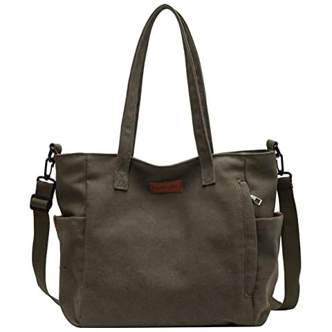 TIAASTAP Handtasche Damen Umhängetasche Segeltuch, Canvas Tasche Damen, Stofftasche Damen mit Reißverschluss, Tote Bag Aesthetic Vintage, Jutetasche Shopper Damen Groß Einkaufstasche Faltbar Cover