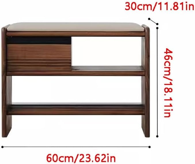 Foot Stools Ottoman Shoe Bench Shoe Changing Stool for Home Entrance Black Walnut Solid Wood Entrance Shoe Rack Can Sit and Wear Shoes Stool Shoe Changing Stool(Color:A)