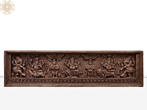 Exotic India 69' Large Wooden Ganesha Wall Panel |...
