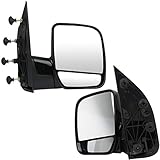 ITOPUP Driver and Passenger Side View Mirrors Fit 2002-2008 For Ford E150 250 350 450 550 Van Series Manual Operated Manual Fold Non-heated Puddle Light Exterior Mirrors FO1320253