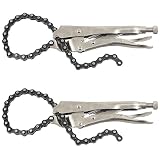Swpeet 2Pcs 9 pollici in acciaio in lega pesante Pinze di blocco della catena con catena da 20", attrezzi di filtro dell'olio reversibili Raccordi per tubi Strumenti Chain Vise Key Forniscono la massi