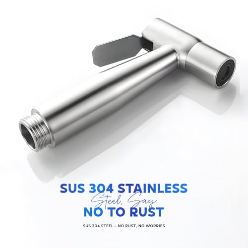 Image of MIORAH MIORAH SS 304 Jet Spray Gun for Toilet | Hand Shower for Bathroom | Health Faucet with High Pressure Spray | Durable Stainless Steel
