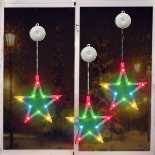 Sterne Weihnachtsdeko, 3-Stück LED Weihnachtsbeleuchtung Fenster...