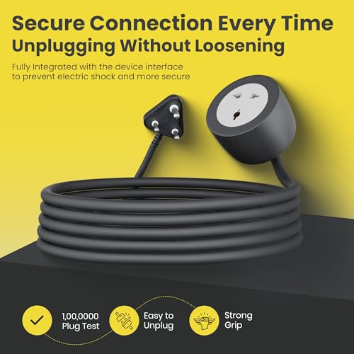 Image of LAPCARE Coord 10-Meter Extension Cord (LSP-224), 2500W High Power, Fire-Resistant with Child Safety Shutter, Heavy Duty 3-Pin Plug, Short Circuit Protection - Long Cable for Home, Office & Workshops