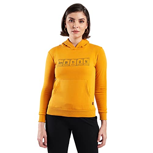 Image of PINACOLADA Women's Cotton Solid Printed Sweatshirt with Hoodie, Regular Fit for Casual Wear Full Sleeve Sweatshirt Crafted with Comfort Fit and High-Performance for Everyday Wear